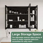 Pensile da bagno a specchio Belle, mobile a incasso/da parete per bagno, specchio bisellato, ripiani regolabili in vetro temperato, nero