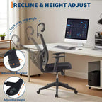 Sedia da ufficio ergonomica, sedie da scrivania, supporto lombare regolabile, sedia girevole, sedia da computer regolabile e reclinabile