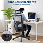 Sedia da ufficio ergonomica, sedie da scrivania, supporto lombare regolabile, sedia girevole, sedia da computer regolabile e reclinabile
