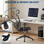 Sedia da ufficio ergonomica, sedie da scrivania, supporto lombare regolabile, sedia girevole, sedia da computer regolabile e reclinabile