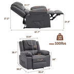 Poltrona Reclinabile Manuale per Adulti, Dotata di Tasche Laterali e Telecomando, Divano Singolo Compatto, per Soggiorno, Camera da Lete