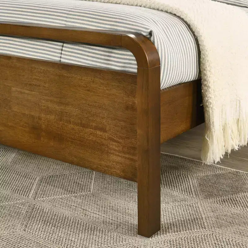 Set camera da letto in noce da 6 pezzi: letto a piattaforma, comò, specchio, 2 comodini e cassettiera