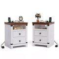 Farmhouse Nightstand , 2 Drawers & Open Shelf, Modern Rustic Bedside Table for Bedroom/Living Room/Small Spaces, Sturdy End Table with Storage
