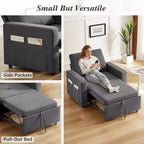 Poltrona letto convertibile 3-in-1 da 42,5" con schienale regolabile e tasche laterali