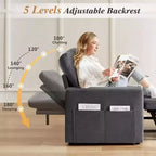 Poltrona letto convertibile 3-in-1 da 42,5" con schienale regolabile e tasche laterali