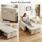 Poltrona letto convertibile 3-in-1 da 42,5" con schienale regolabile e tasche laterali