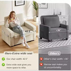 Poltrona letto convertibile 3-in-1 da 42,5" con schienale regolabile e tasche laterali