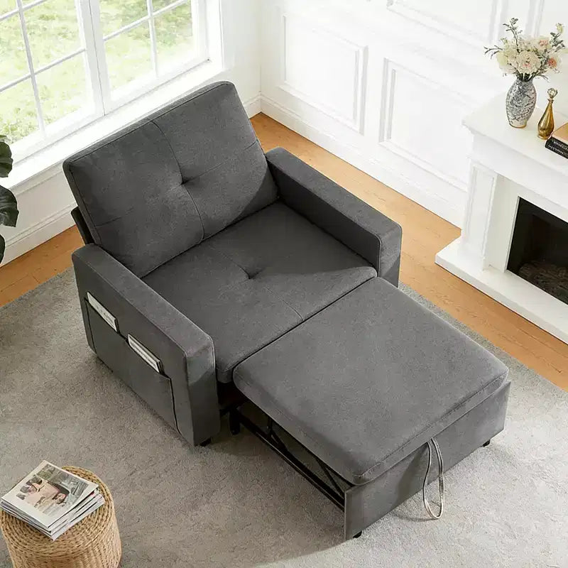 Poltrona letto convertibile 3-in-1 da 42,5" con schienale regolabile e tasche laterali