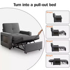 Poltrona Letto convertibile 3-in-1 da 42,5" con porte di ricarica USB, tavolino e portabicchieri