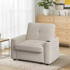 Poltrona Letto convertibile 3-in-1 da 42,5" con porte di ricarica USB, tavolino e portabicchieri