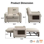 Poltrona Letto convertibile 3-in-1 da 42,5" con porte di ricarica USB, tavolino e portabicchieri