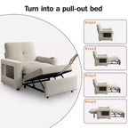 Poltrona Letto convertibile 3-in-1 da 42,5" con porte di ricarica USB, tavolino e portabicchieri
