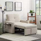 Dyonery 42.5 3-in-1 Convertible Sleeper Chair Bed C Pull Out Sofa Bed with USB Charging Ports & Side Table, Cup Holder