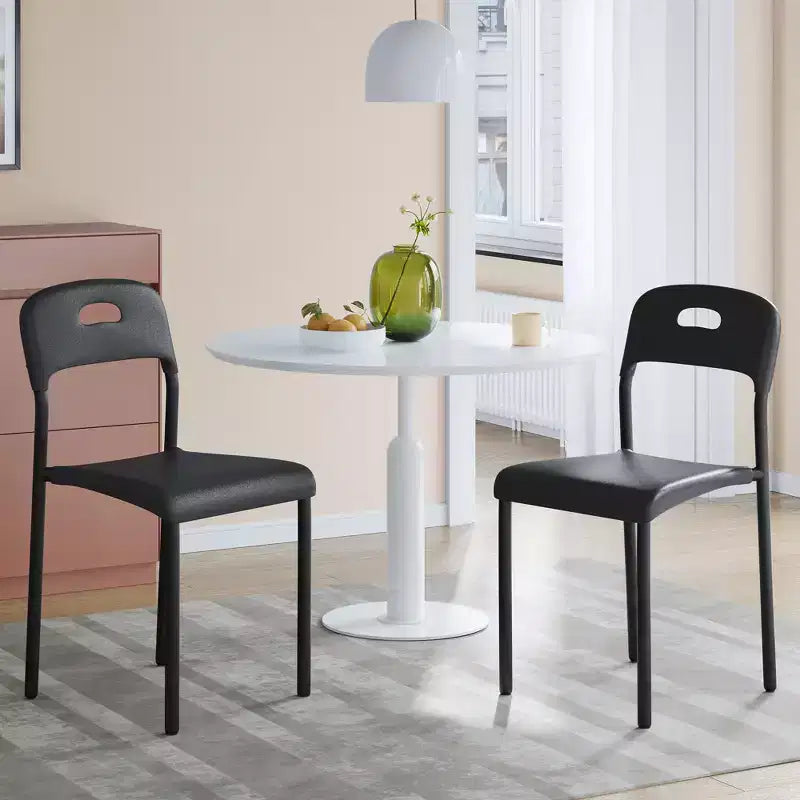 Modern Stackable Dining Chairs Set of 4, White Plastic Seat with Metal Legs, Ergonomic Back, Waterproof Stain Resistant, Indoor Outdoor Chairs