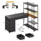Scrivania da gaming a L per computer con 6 cassetti in tessuto e mensole aperte, scrivania angolare per PC gaming per configurazione Home Office