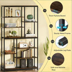 Libreria a Scala Staggered da 199,6 cm, Scaffale Espositivo in Metallo e Legno, Nero