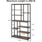 Libreria a Scala Staggered da 199,6 cm, Scaffale Espositivo in Metallo e Legno, Nero