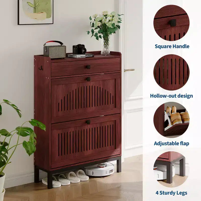 Scarpiera mobile moderna in legno con ripiani regolabili, salvaspazio, per ingresso, corridoio, soggiorno