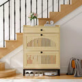 Shoe Storage Cabinet Modern Wooden Adjustable Shelf Space-Saving Organizer for Entryway Hallway Living Room