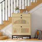 Shoe Storage Cabinet Modern Wooden Adjustable Shelf Space-Saving Organizer for Entryway Hallway Living Room