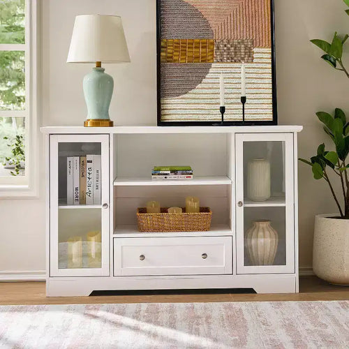 Credenza a buffet da 51 pollici con cassetti, ante e ripiani regolabili