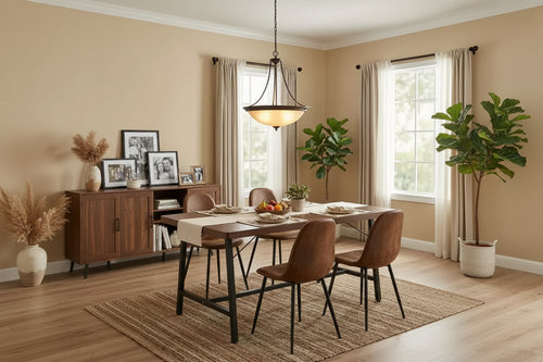 FurnitureR 5 Piece Dining Table Set with 4 Suede Chairs, MDF Wood Dining Table with Metal Legs, Modern Kitchen Dining Set for Dining Room or Apartment