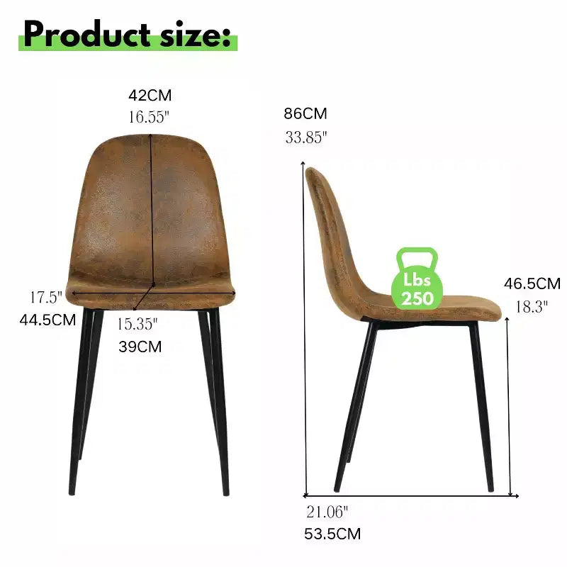 Set da pranzo di 5 pezzi con 4 sedie in camoscio e tavolo in legno MDF con gambe in metallo