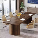 Lantine 78.7-Inch Conference Table for 6-8 People, Large Rectangle Meeting Table for Office Boardroom, Farmhouse Seminar Desk, Walnut