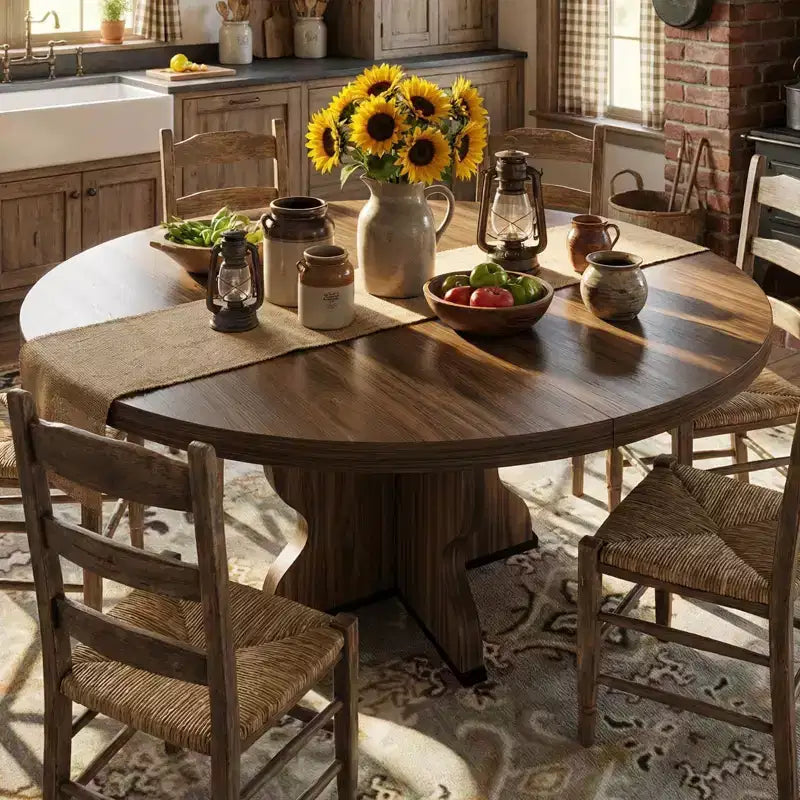 Tavolo da pranzo ovale allungabile per 4-8 persone, tavolo da cucina in stile rustico, piano espandibile da 120-160 cm, struttura robusta in metallo, design salvaspazio