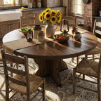 Tavolo da pranzo ovale allungabile per 4-8 persone, tavolo da cucina in stile rustico, piano espandibile da 120-160 cm, struttura robusta in metallo, design salvaspazio
