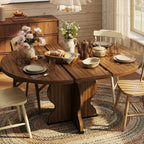 Tavolo da pranzo ovale allungabile per 4-8 persone, tavolo da cucina in stile rustico, piano espandibile da 120-160 cm, struttura robusta in metallo, design salvaspazio