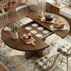 Tavolo da pranzo ovale allungabile per 4-8 persone, tavolo da cucina in stile rustico, piano espandibile da 120-160 cm, struttura robusta in metallo, design salvaspazio
