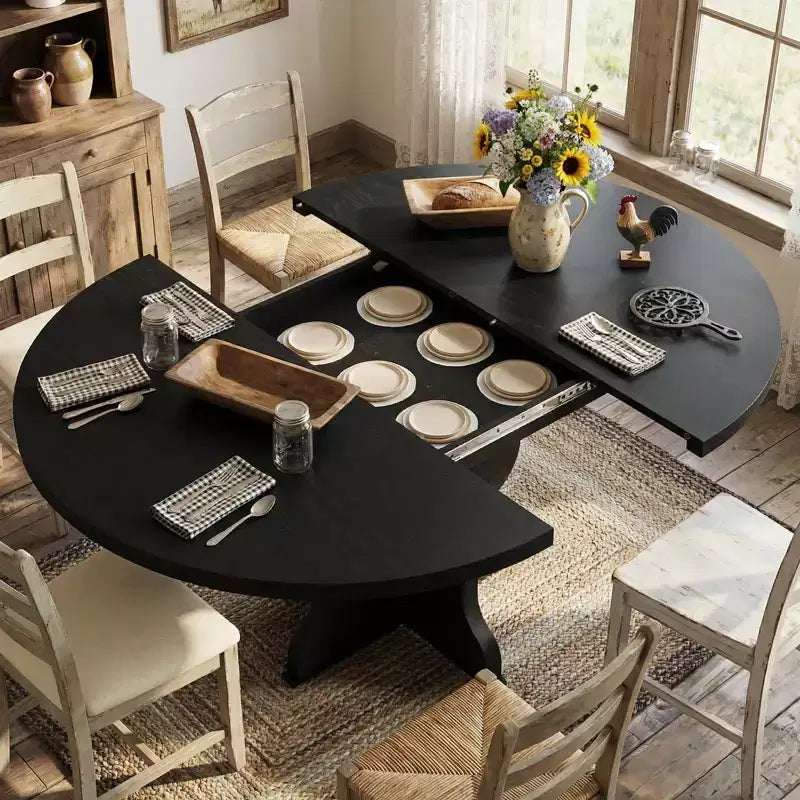 Tavolo da pranzo ovale allungabile per 4-8 persone, tavolo da cucina in stile rustico, piano espandibile da 120-160 cm, struttura robusta in metallo, design salvaspazio