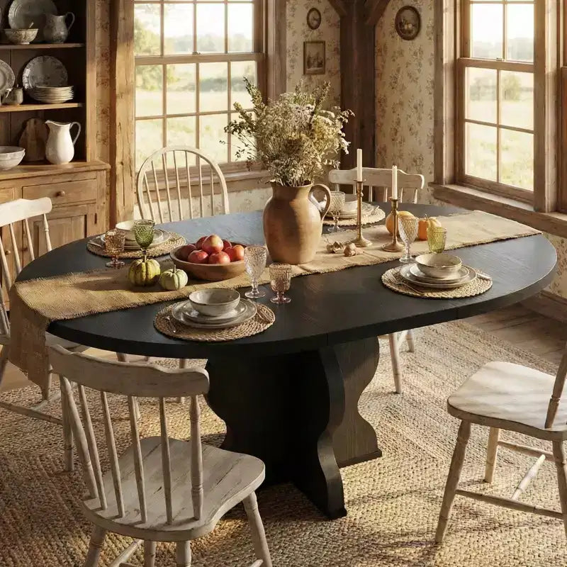 Tavolo da pranzo ovale allungabile per 4-8 persone, tavolo da cucina in stile rustico, piano espandibile da 120-160 cm, struttura robusta in metallo, design salvaspazio