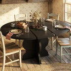 Extendable Oval Dining Table for 4-8  Farmhouse Kitchen Table  47-63 Expandable Top  Sturdy Metal Frame  Space-Saving Design