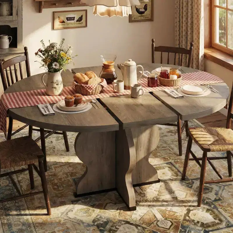 Tavolo da pranzo ovale allungabile per 4-8 persone, tavolo da cucina in stile rustico, piano espandibile da 120-160 cm, struttura robusta in metallo, design salvaspazio