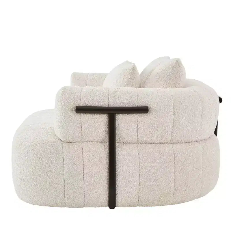 Divano letto Cloud con seduta profonda oversize in Boucle da 64" con 4 cuscini e supporto in metallo
