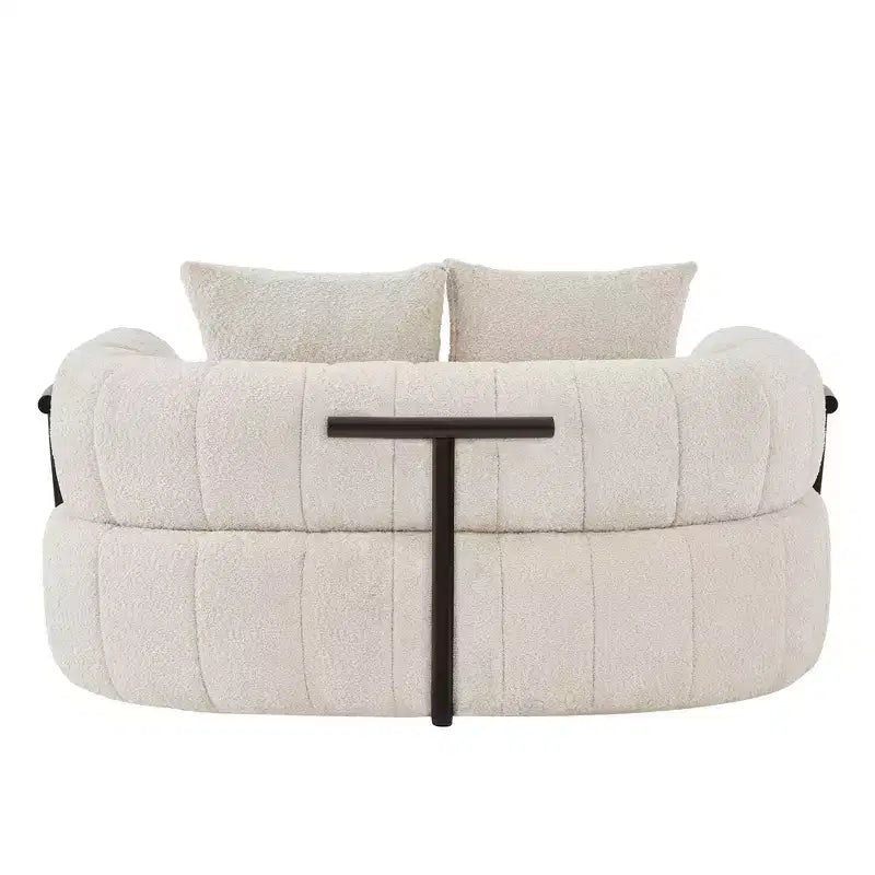 Divano letto Cloud con seduta profonda oversize in Boucle da 64" con 4 cuscini e supporto in metallo