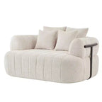Divano letto Cloud con seduta profonda oversize in Boucle da 64" con 4 cuscini e supporto in metallo