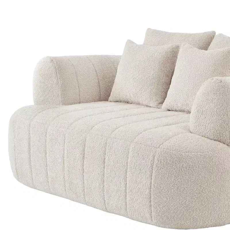 Divano letto Cloud con seduta profonda oversize in Boucle da 64" con 4 cuscini e supporto in metallo