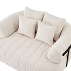 Divano letto Cloud con seduta profonda oversize in Boucle da 64" con 4 cuscini e supporto in metallo