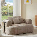 Divano letto Cloud con seduta profonda oversize in Boucle da 64" con 4 cuscini e supporto in metallo