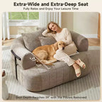Divano letto Cloud con seduta profonda oversize in Boucle da 64" con 4 cuscini e supporto in metallo