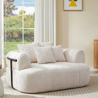 Divano letto Cloud con seduta profonda oversize in Boucle da 64" con 4 cuscini e supporto in metallo