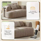 Divano letto Cloud con seduta profonda oversize in Boucle da 64" con 4 cuscini e supporto in metallo