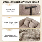 Divano letto Cloud con seduta profonda oversize in Boucle da 64" con 4 cuscini e supporto in metallo