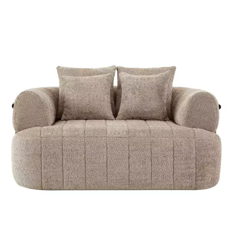 Divano letto Cloud con seduta profonda oversize in Boucle da 64" con 4 cuscini e supporto in metallo