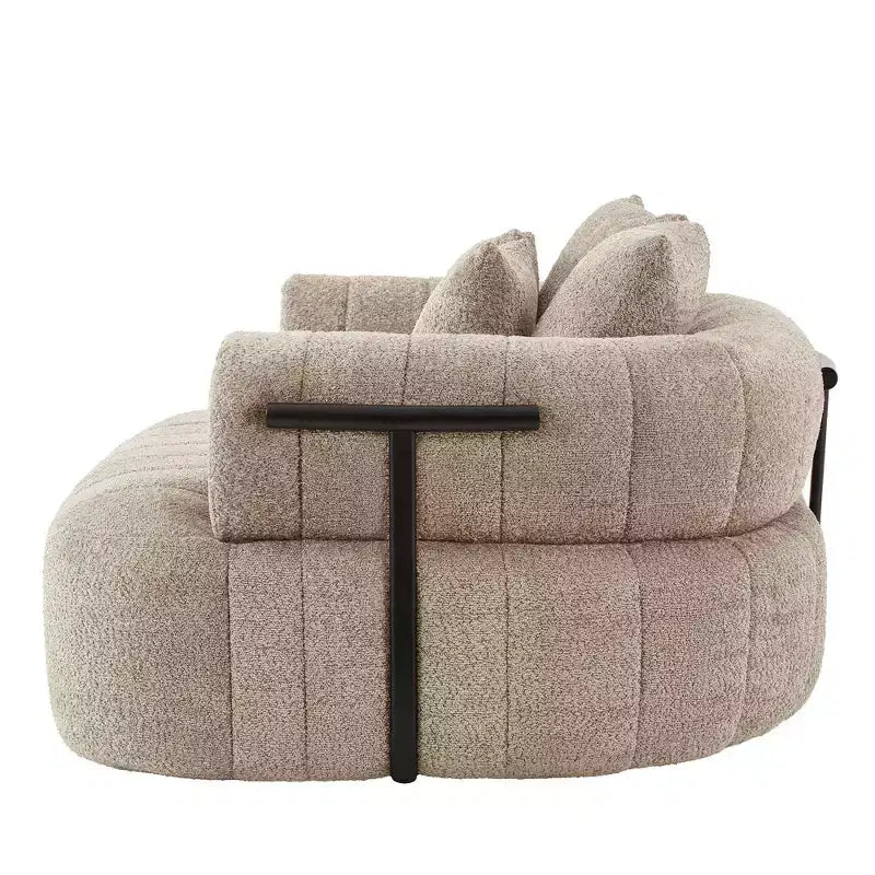Divano letto Cloud con seduta profonda oversize in Boucle da 64" con 4 cuscini e supporto in metallo