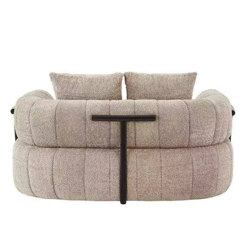 Divano letto Cloud con seduta profonda oversize in Boucle da 64" con 4 cuscini e supporto in metallo