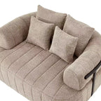 Divano letto Cloud con seduta profonda oversize in Boucle da 64" con 4 cuscini e supporto in metallo
